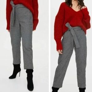 Aritzia Wilfred Tie Front Pant Grey Black Check Wool Cashmere Size 0